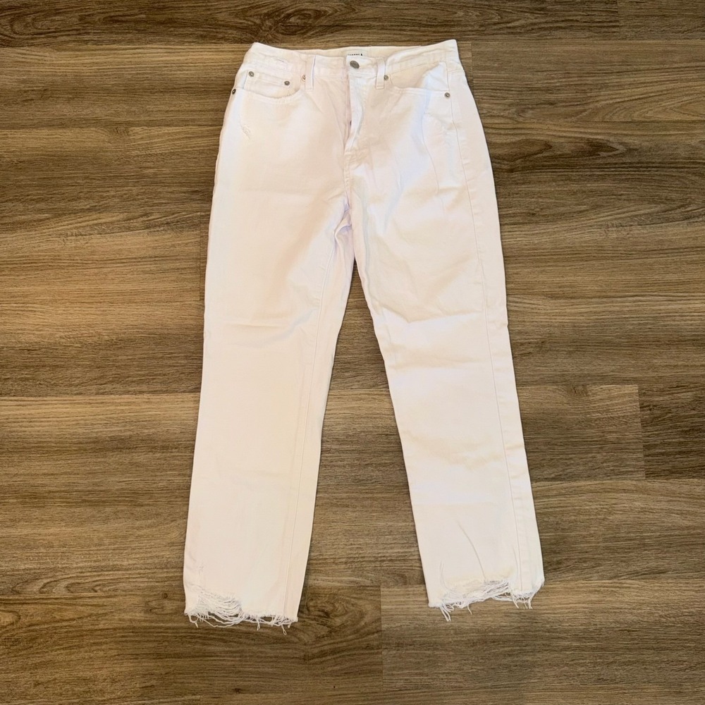 pistola White Straight Leg Jeans with Raw Hem